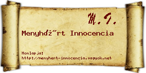 Menyhért Innocencia névjegykártya